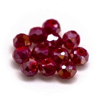 Бусины рондели 4*3мм, гранатовый матовый с покрытием АВ.